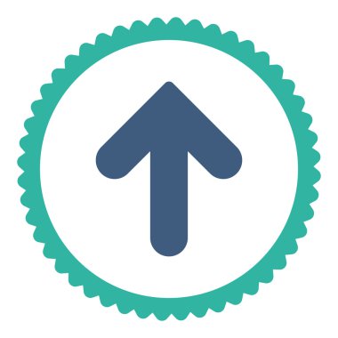 Ok yukarı düz kobalt ve mavi renkler damga simgesi yuvarlak