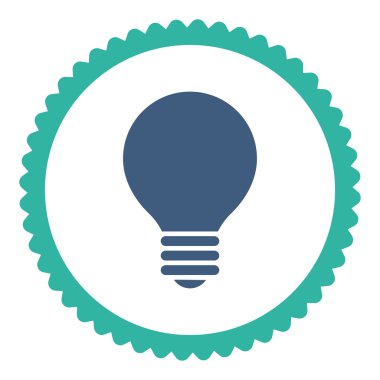 Elektrikli ampul düz kobalt ve mavi renkler damga simgesi yuvarlak