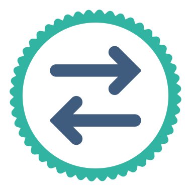 Yatay düz kobalt flip ve mavi renkler damga simgesi yuvarlak