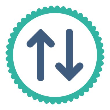 Düz kobalt flip ve mavi renkler damga simgesi yuvarlak