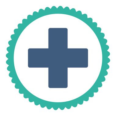 Artı düz kobalt ve mavi renkler damga simgesi yuvarlak