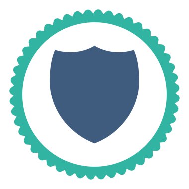 Kalkan düz kobalt ve mavi renkler damga simgesi yuvarlak