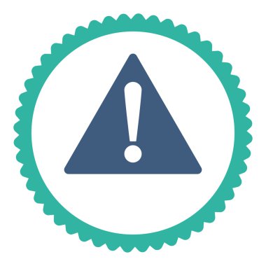 Uyarı düz kobalt ve mavi renkler damga simgesi yuvarlak