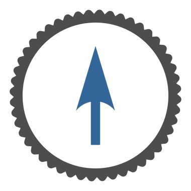 Ok eksen Y düz kobalt ve gri renkler damga simgesi yuvarlak