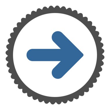 Ok sağ düz kobalt ve gri renkler damga simgesi yuvarlak