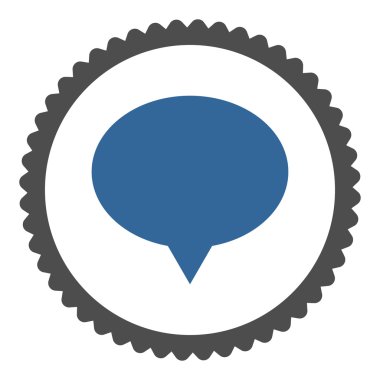 Afiş düz kobalt ve gri renkler damga simgesi yuvarlak