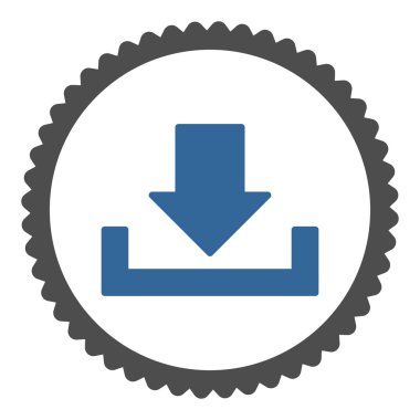 Düz kobalt indirin ve gri renkler damga simgesi yuvarlak