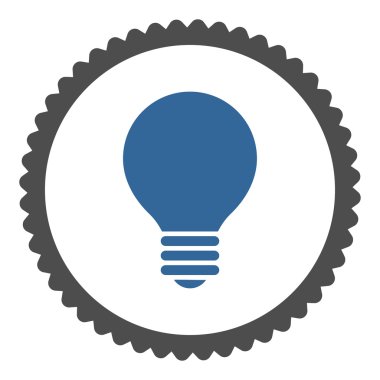 Elektrikli ampul düz kobalt ve gri renkler damga simgesi yuvarlak