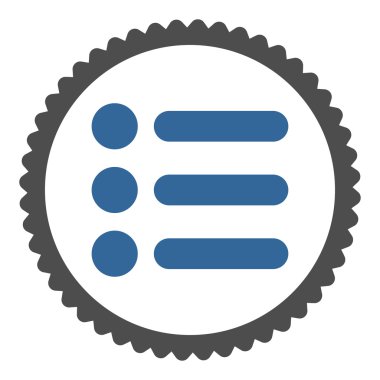 Öğeleri düz kobalt ve gri renkler damga simgesi yuvarlak