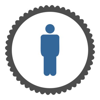 Adam düz kobalt ve gri renkler damga simgesi yuvarlak