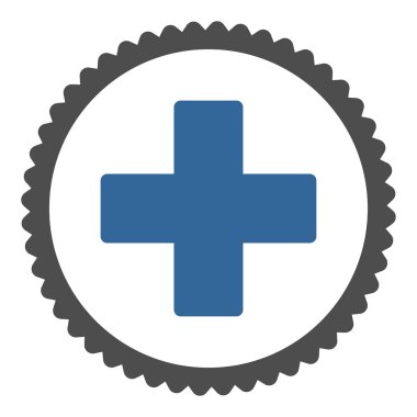 Artı düz kobalt ve gri renkler damga simgesi yuvarlak