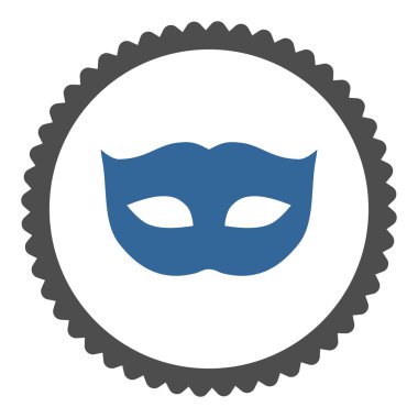 Gizlilik maskesi düz kobalt ve gri renkler damga simgesi yuvarlak