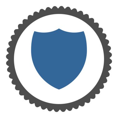 Kalkan düz kobalt ve gri renkler damga simgesi yuvarlak