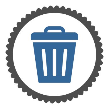 Çöp Can düz kobalt ve gri renkler damga simgesi yuvarlak