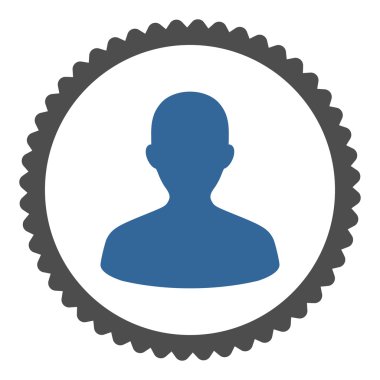 Kullanıcı düz kobalt ve gri renkler damga simgesi yuvarlak