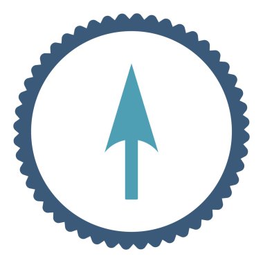 Yuvarlak damga simgesi ok eksen Y düz mavi ve mavi renkler