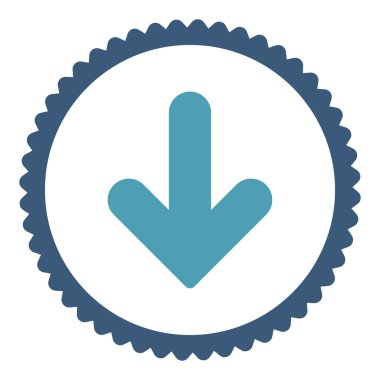 Ok aşağı düz mavi ve mavi yuvarlak damga simge renk