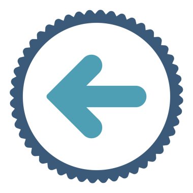 Yuvarlak damga simgesi ok sol düz mavi ve mavi renkler