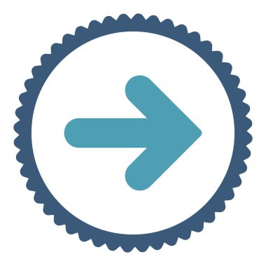 Ok sağ düz mavi ve mavi yuvarlak damga simge renk