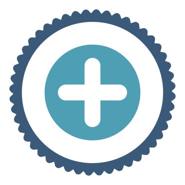 Düz Camgöbeği yaratmak ve mavi renkler damga simgesi yuvarlak