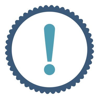 Ünlem işareti mavi ve mavi renkler damga simgesi yuvarlak düz