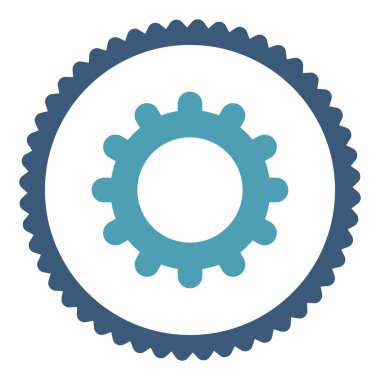 Yuvarlak damga simgesi vites düz mavi ve mavi renkler