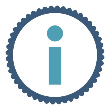 Yuvarlak damga simgesi bilgi düz mavi ve mavi renkler