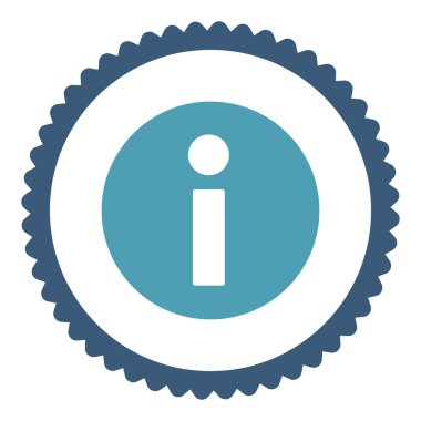 Yuvarlak damga simgesi bilgi düz mavi ve mavi renkler