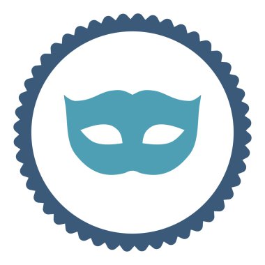 Yuvarlak damga simgesi gizlilik maskesi düz mavi ve mavi renkler