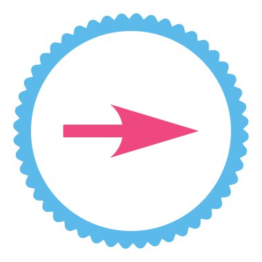 Ok ekseni X düz pembe ve mavi renkler damga simgesi yuvarlak