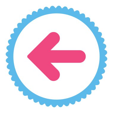 Ok sol düz pembe ve mavi renkler damga simgesi yuvarlak