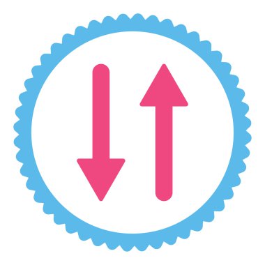 Oklar Exchange dikey düz pembe ve mavi renkler damga simgesi yuvarlak