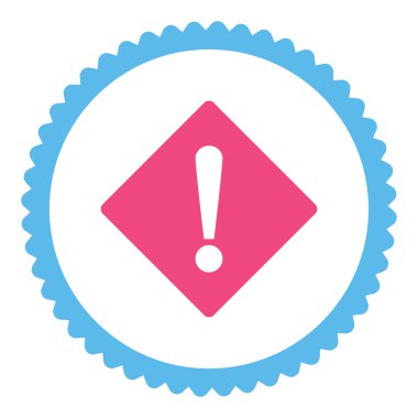 Hata düz pembe ve mavi renkler damga simgesi yuvarlak