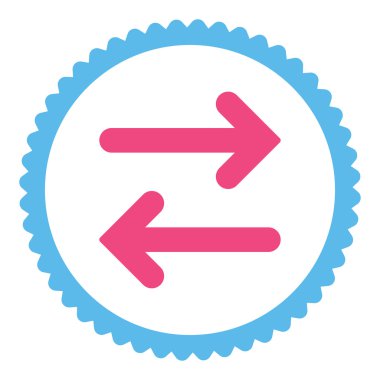 Yatay düz pembe çevirmek ve mavi renkler damga simgesi yuvarlak