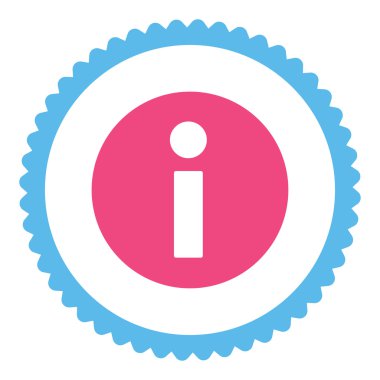 Bilgi düz pembe ve mavi renkler damga simgesi yuvarlak