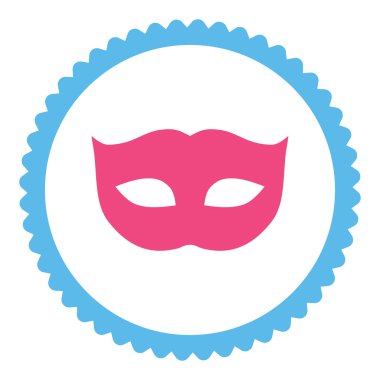 Gizlilik maskesi düz pembe ve mavi renkler damga simgesi yuvarlak