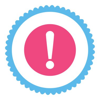 Sorun düz pembe ve mavi renkler damga simgesi yuvarlak