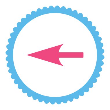 Keskin sol ok düz pembe ve mavi renkler damga simgesi yuvarlak