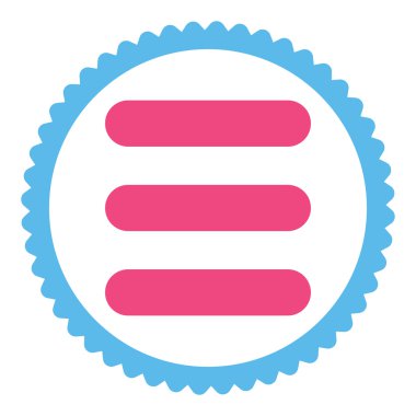 Yuvarlak damga simgesi yığın düz pembe ve mavi renkler