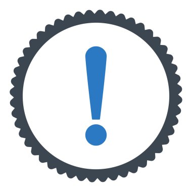 Ünlem işareti düz düz mavi renkler damga simgesi yuvarlak