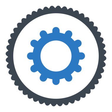 Vites düz düz mavi renkler damga simgesi yuvarlak