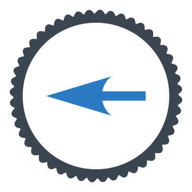 Keskin sol ok düz düz mavi renkler damga simgesi yuvarlak