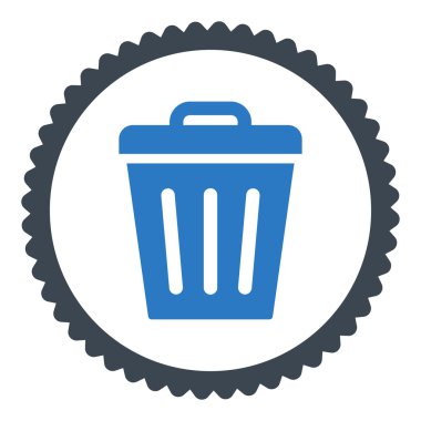 Çöp Can düz pul simgesi yuvarlak düz mavi renk