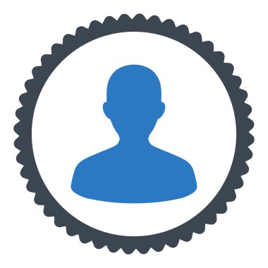 Kullanıcı düz düz mavi renkler damga simgesi yuvarlak