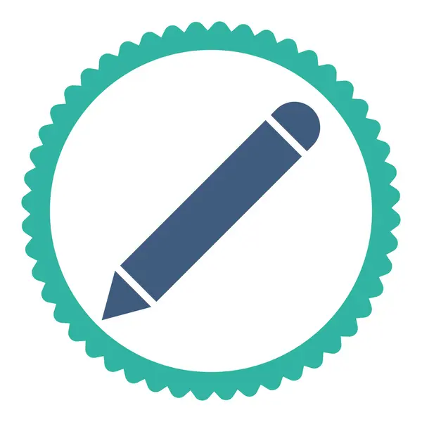 Bleistift flach Kobalt- und Cyanfarben rundes Stempelsymbol — Stockfoto