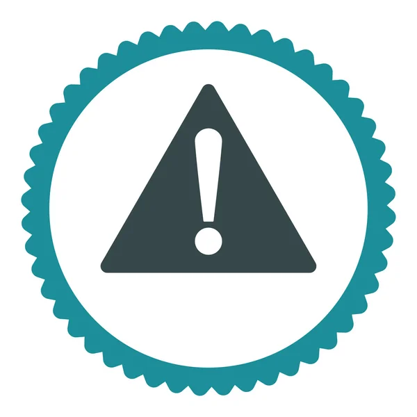 Warning flat soft blue colors round stamp icon — Stock Photo, Image