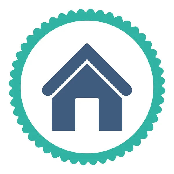 Home flat cobalt and cyan colors round stamp icon — Stock Photo, Image