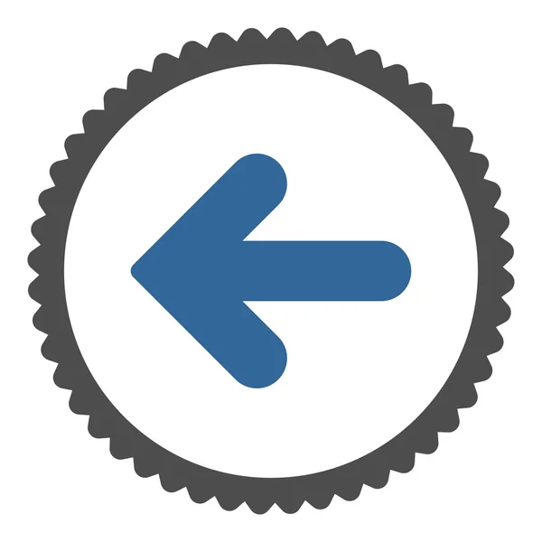 Pfeil links flache Kobalt- und graue Farben rundes Stempelsymbol — Stockfoto