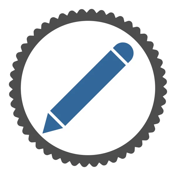Bleistift flache Kobalt- und graue Farben rundes Stempelsymbol — Stockfoto