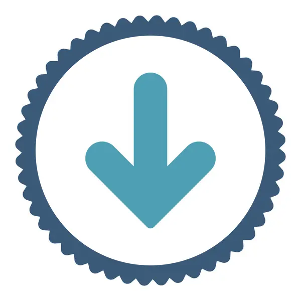 Arrow Down flat cyan and blue colors round stamp icon — Stock Photo, Image